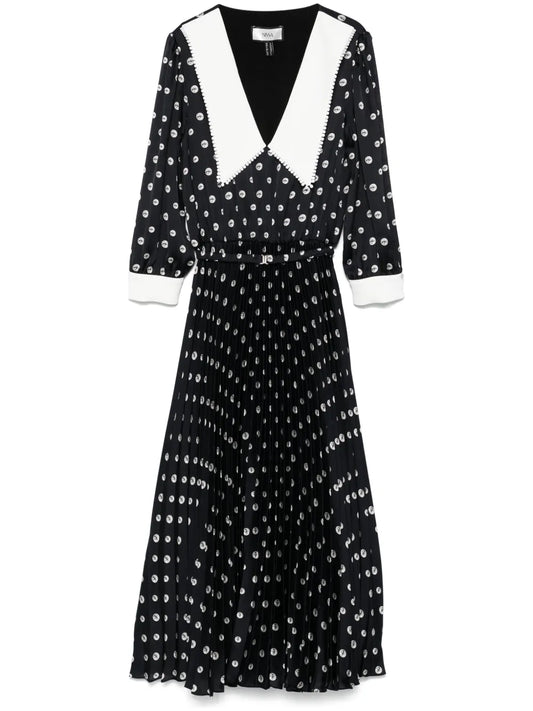 Pearl-Print Midi Dress