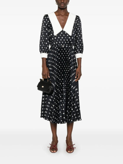 Pearl-Print Midi Dress
