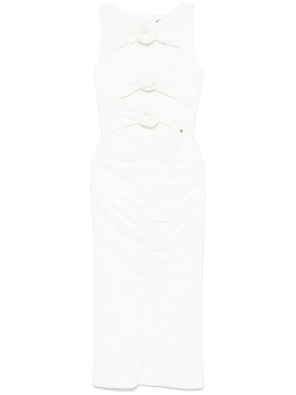 Floral-Appliqué Midi Dress