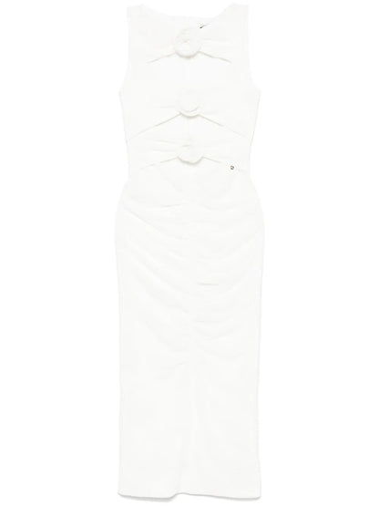 Floral-Appliqué Midi Dress