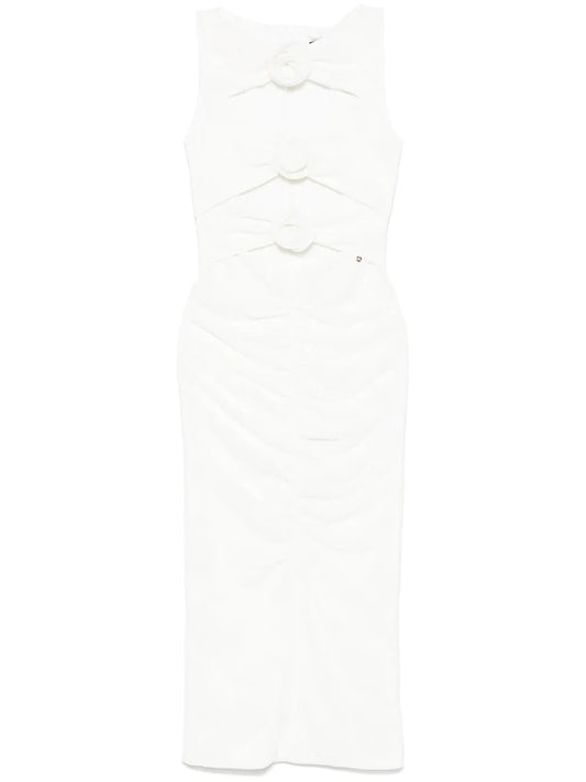 Floral-Appliqué Midi Dress
