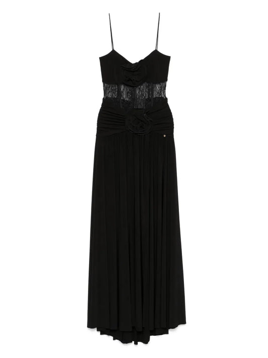 Floral-Appliqué Maxi Dress
