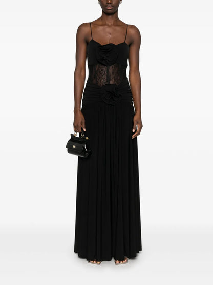 Floral-Appliqué Maxi Dress