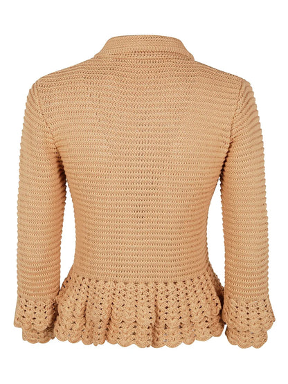 Crochet-Knit Cotton Cardigan