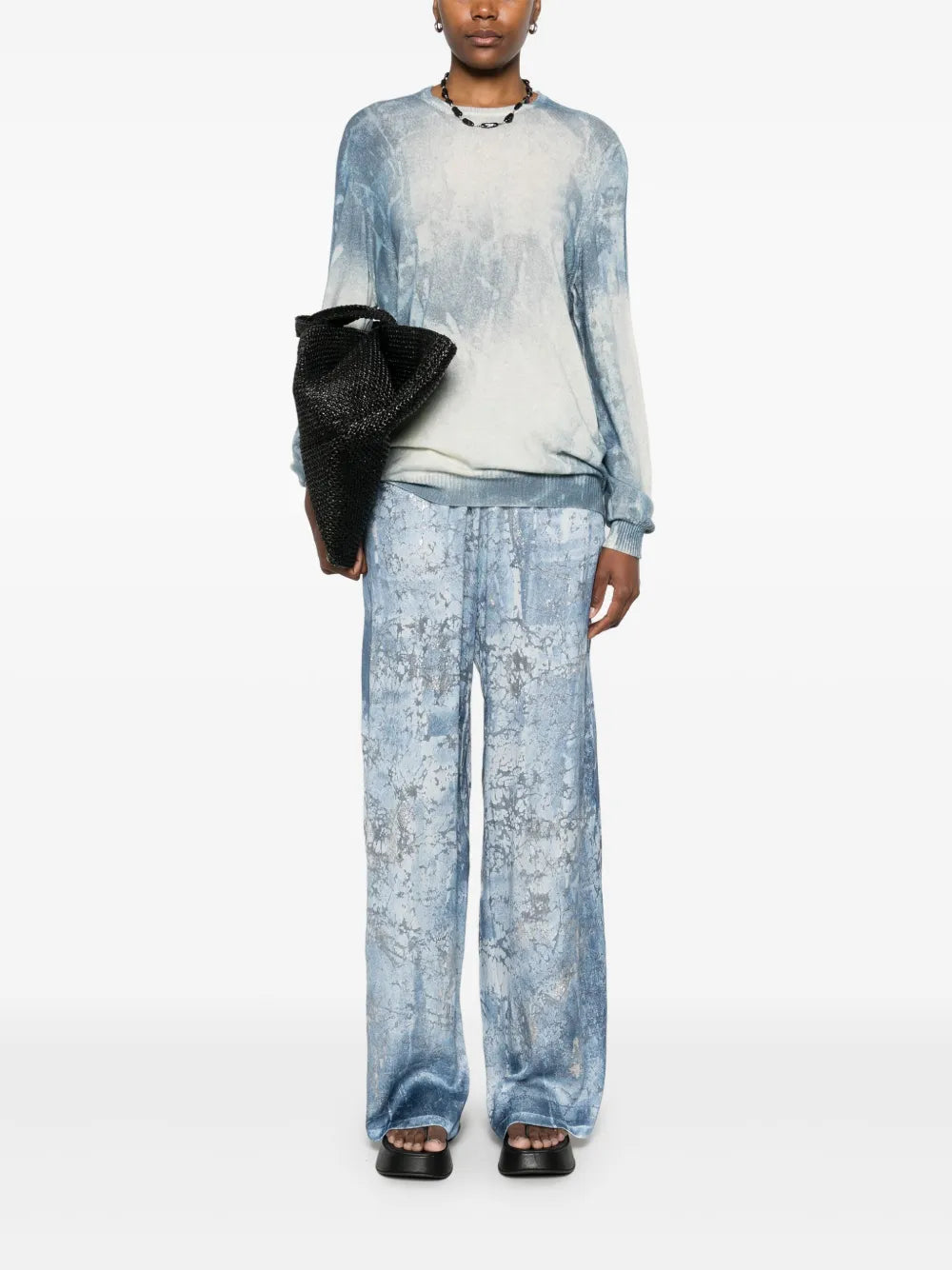 Metallic-Detailed Palazzo Pants