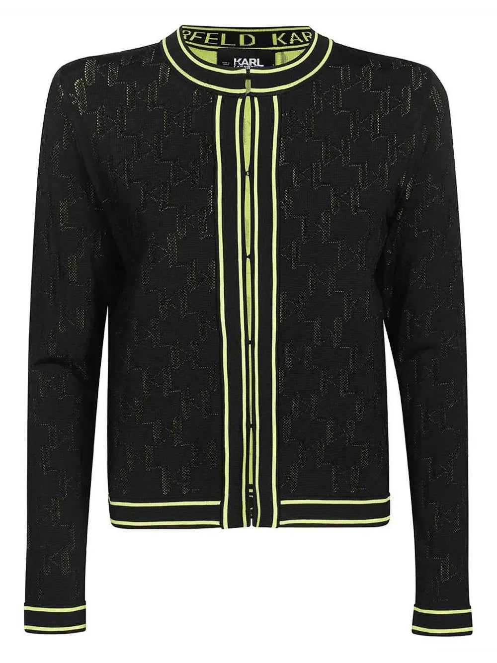 Contrasting-Trim Cardigan