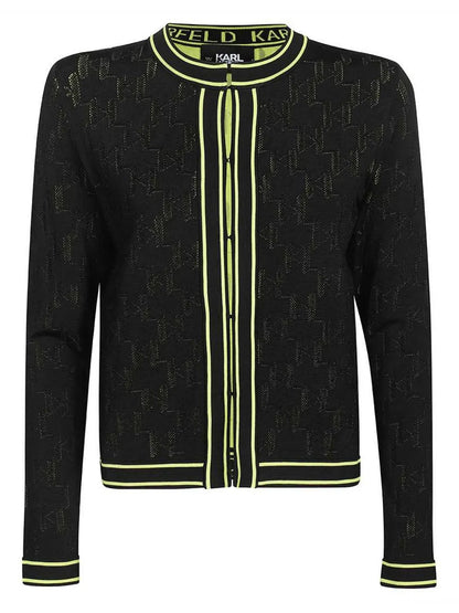 Contrasting-Trim Cardigan