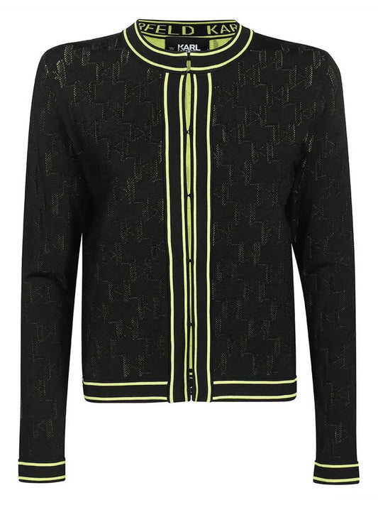 Contrasting-Trim Cardigan