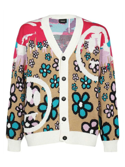 Floral-Jacquard Cardigan