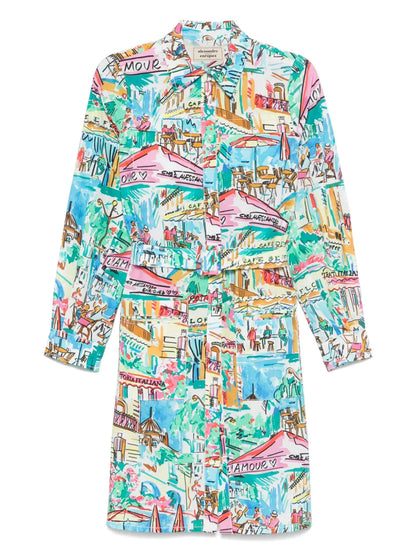 Illustration-Print Mini Dress
