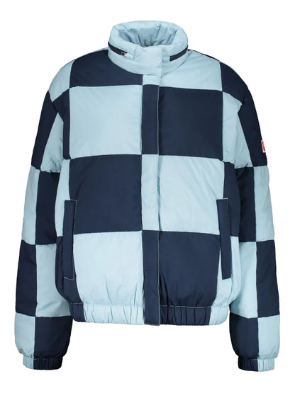 Checkerboard-Print Puffer Jacket