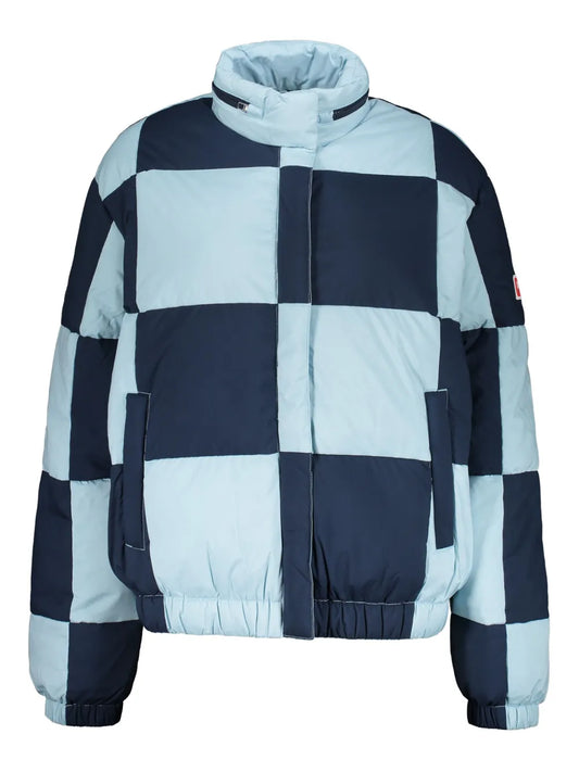 Checkerboard-Print Puffer Jacket