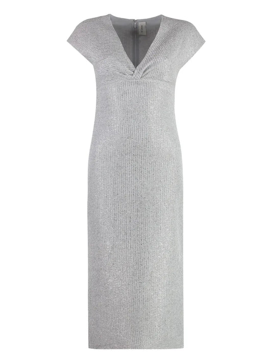 Cap-Sleeve Lurex Dress