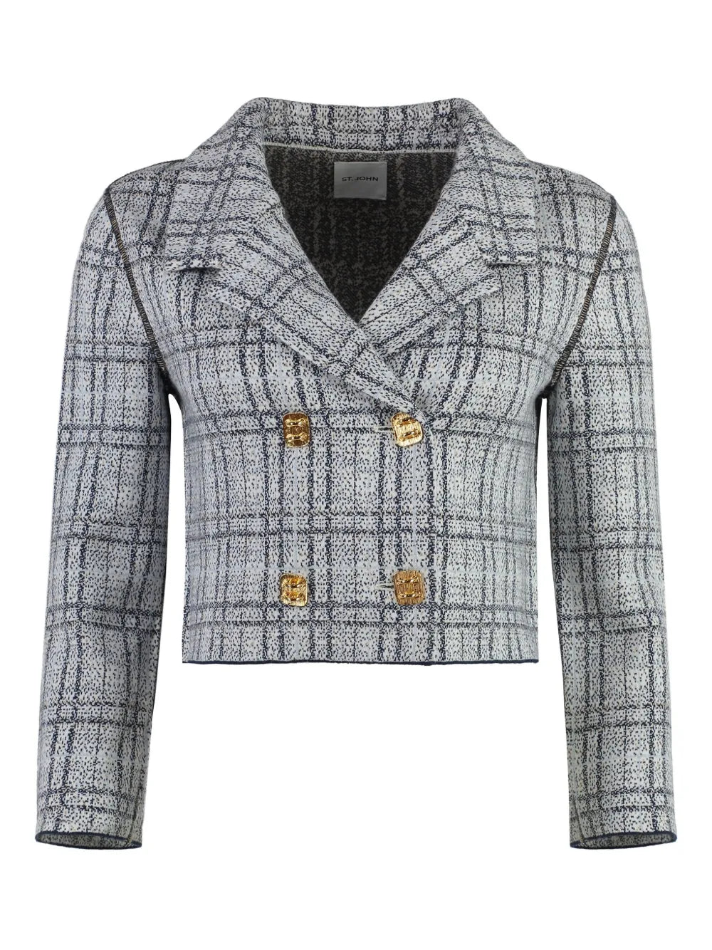 Check-Patterned Double-Breasted Jacket