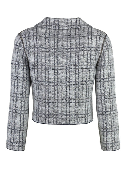 Check-Patterned Double-Breasted Jacket