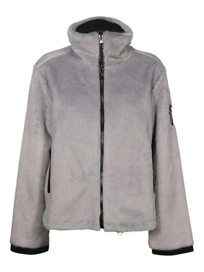 Logo-Patch Faux-Fur Jacket