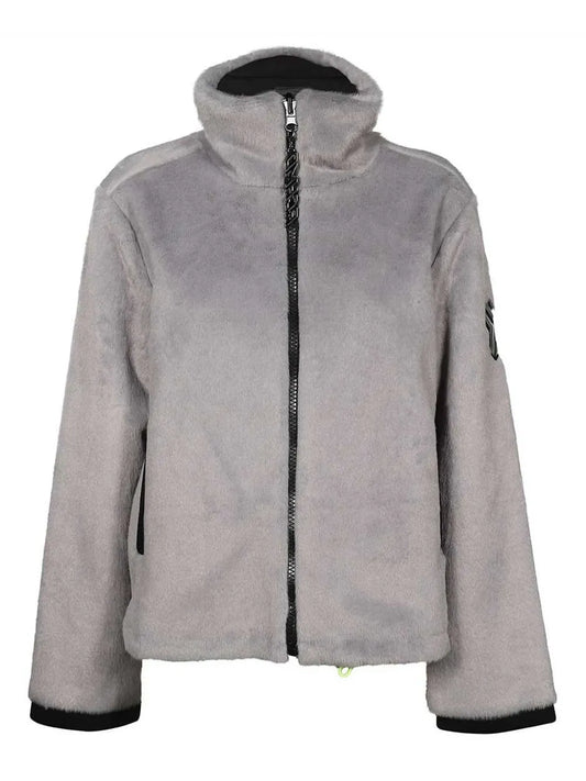 Logo-Patch Faux-Fur Jacket