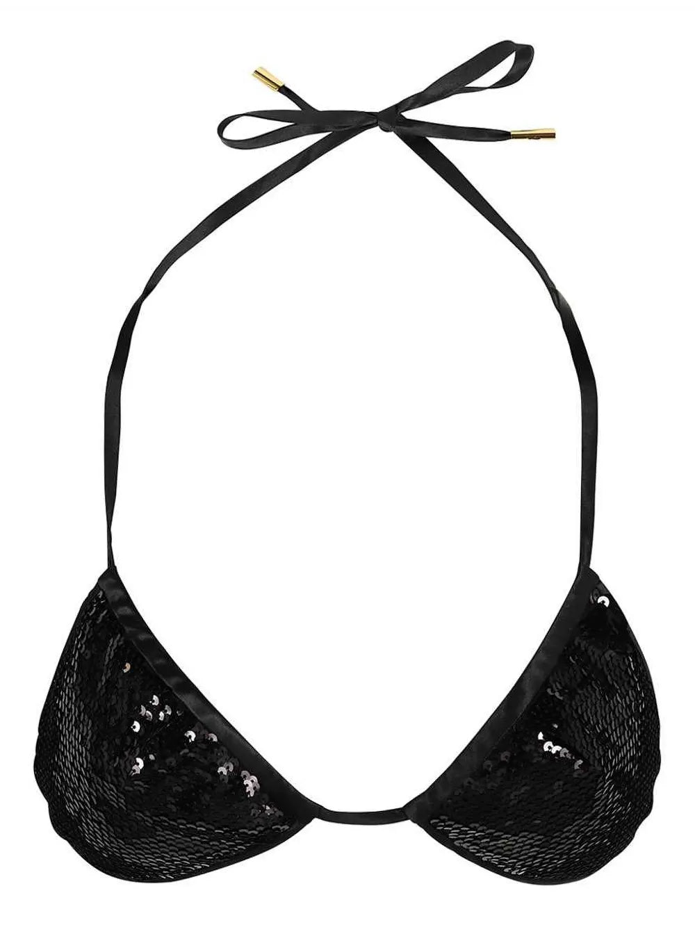 Sequin-Embellished Triangle Bikini Top
