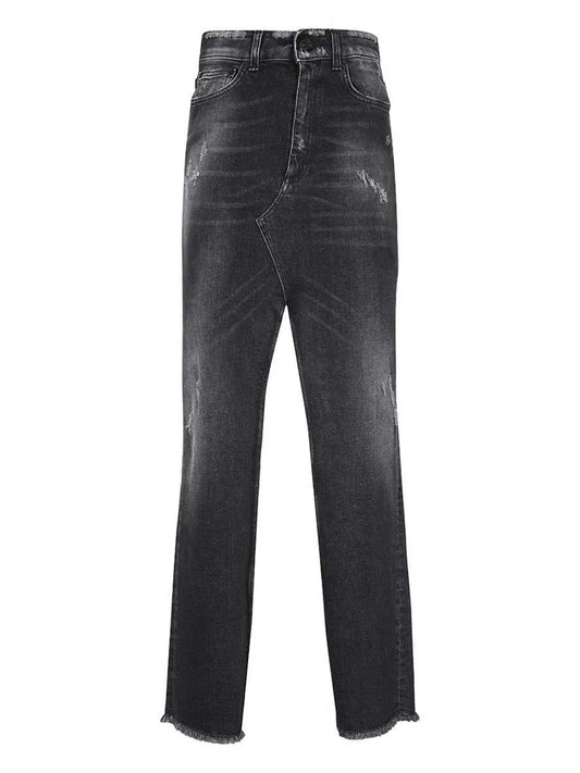 Slit-Detail Denim Skirt