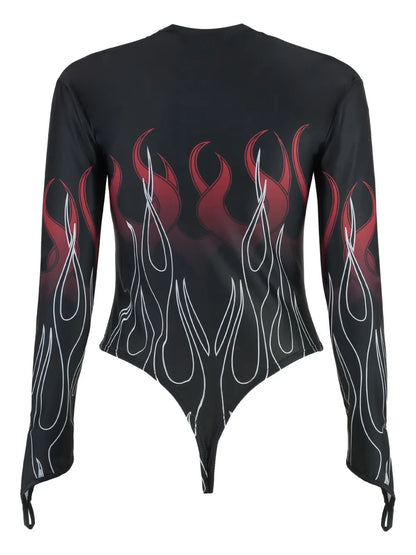 Flame-Print Bodysuit