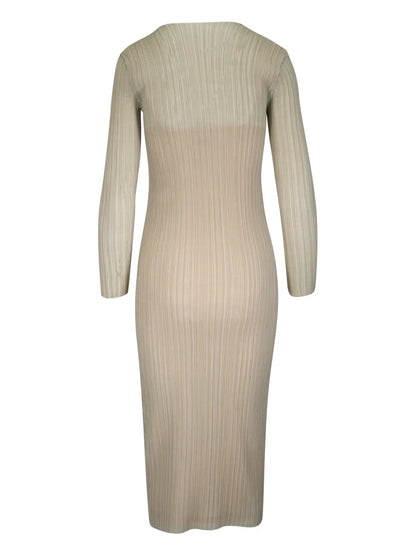 Plissé-Effect Midi Dress