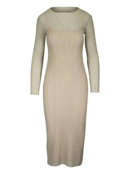 Plissé-Effect Midi Dress
