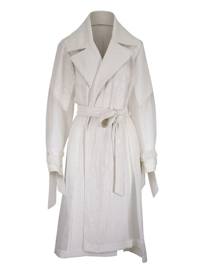 Foreign Affair Shimmer-Detail Trench Coat