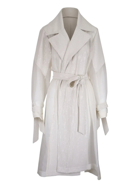 Foreign Affair Shimmer-Detail Trench Coat