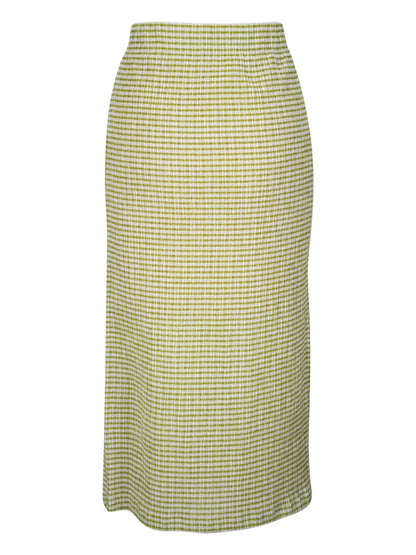 Checked Smocked Midi Skirt