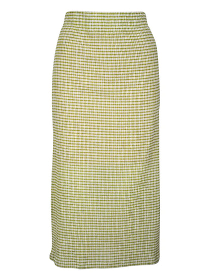 Checked Smocked Midi Skirt