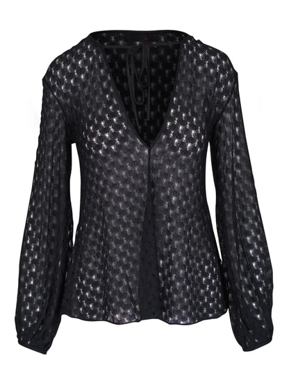 Patterned-Jacquard Blouse