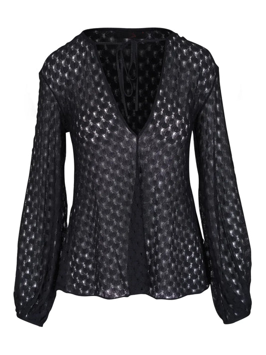 Patterned-Jacquard Blouse