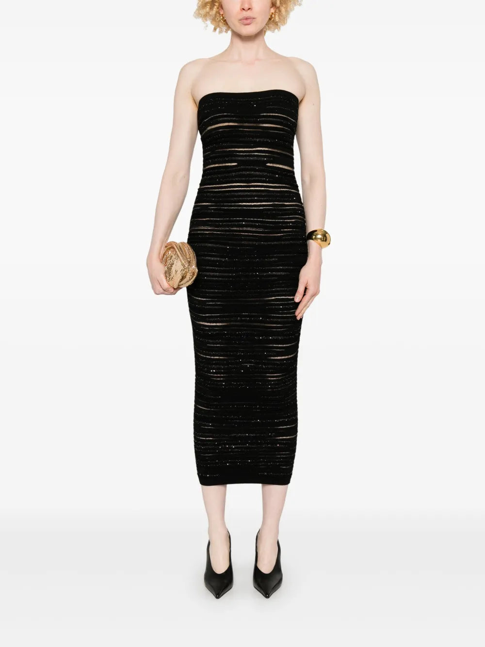 Strapless Knitted Midi Dress