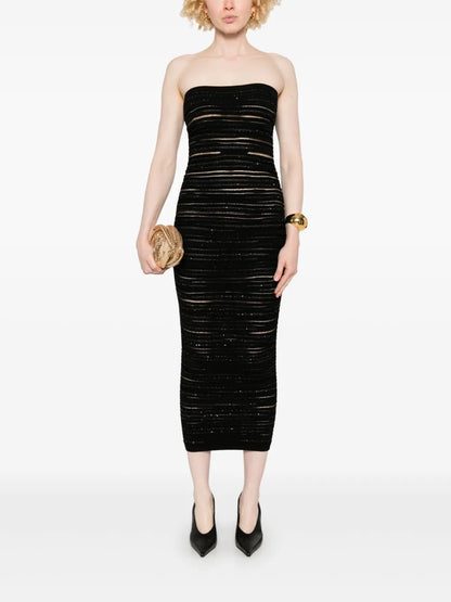 Strapless Knitted Midi Dress