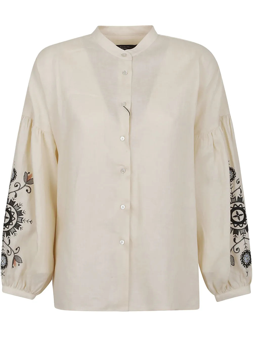 Embellished-Sleeve Blouse