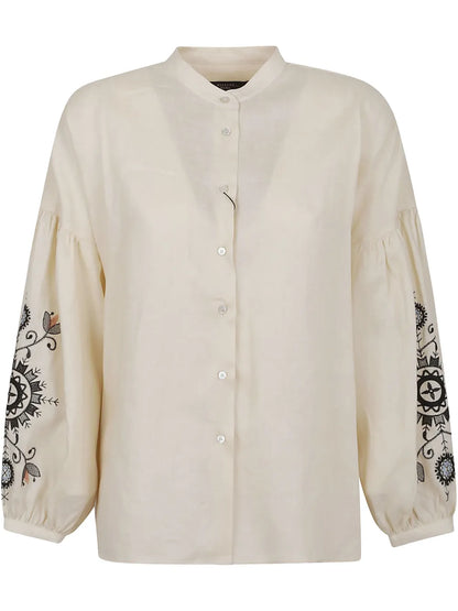 Embellished-Sleeve Blouse