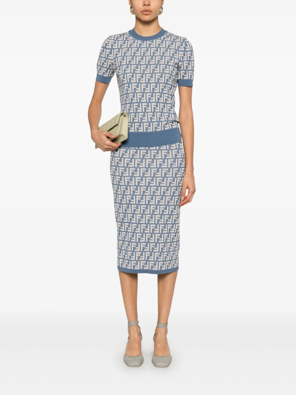 Ff-Jacquard Midi Skirt