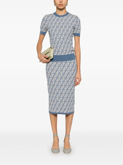 Ff-Jacquard Midi Skirt