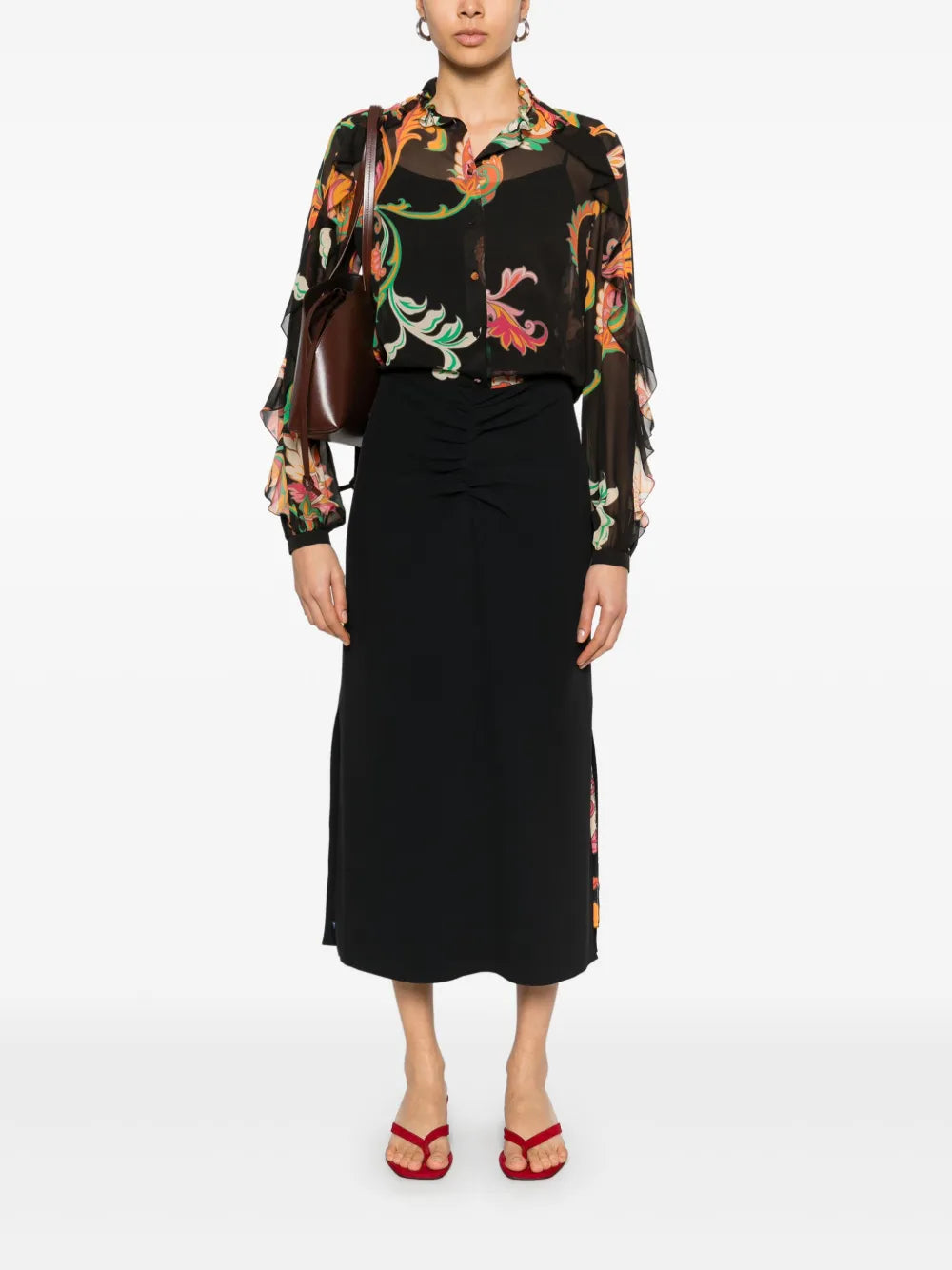 Gathered Midi Skirt