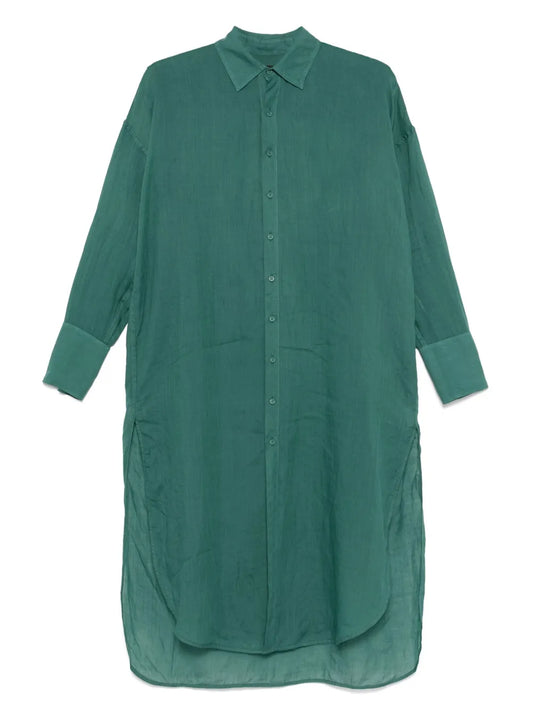 Classic-Collar Midi Dress