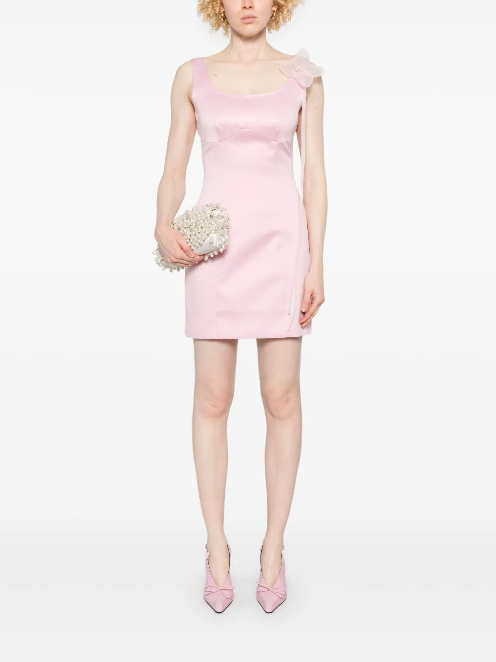 Satin Flower Mini Dress