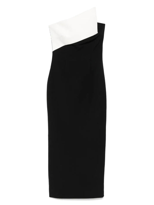 Contrast-Panel Midi Dress