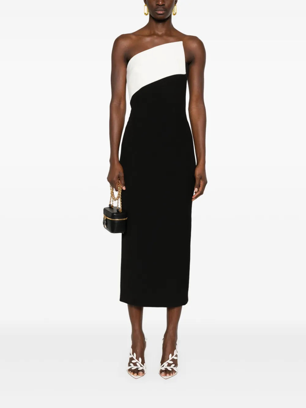 Contrast-Panel Midi Dress