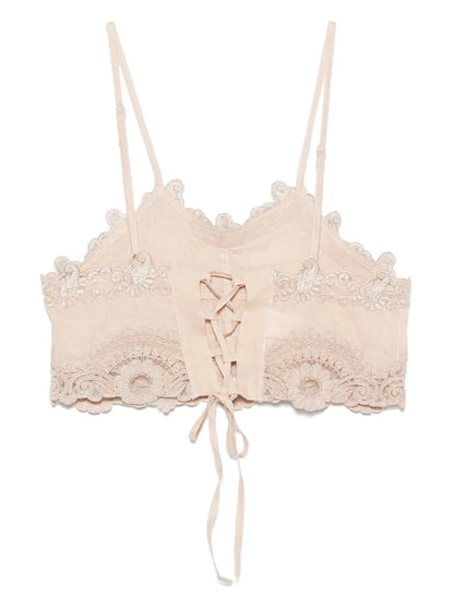 Lace-Embellished Crop Top