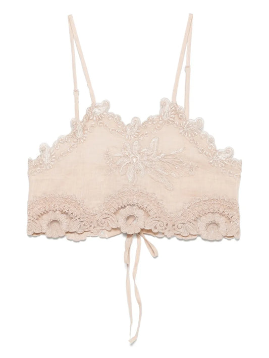 Lace-Embellished Crop Top