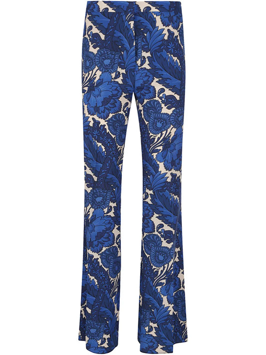 Floral-Print Flared Trousers
