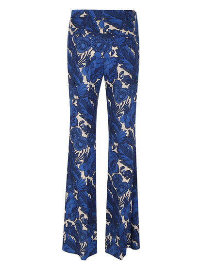 Floral-Print Flared Trousers
