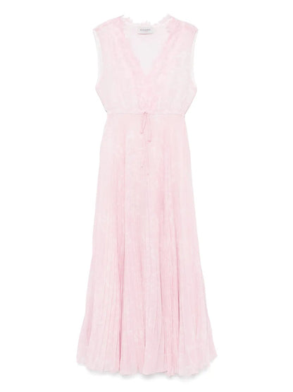 Plissé-Detailed Maxi Dress