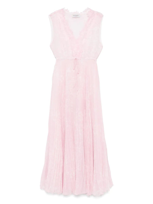 Plissé-Detailed Maxi Dress