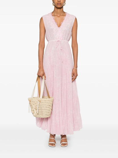 Plissé-Detailed Maxi Dress